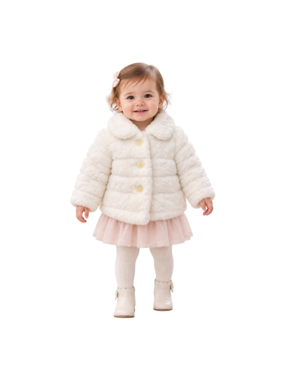 The Children’s Place Baby Girls White Faux Fur Dress Coat 12 Months